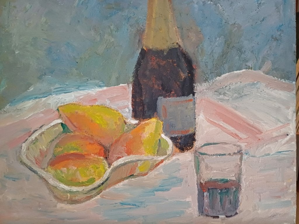 Stilleven Marcel Van Den Bempt    50x40, Enlèvement ou Envoi, Peinture à l'huile, Toile, Nature morte