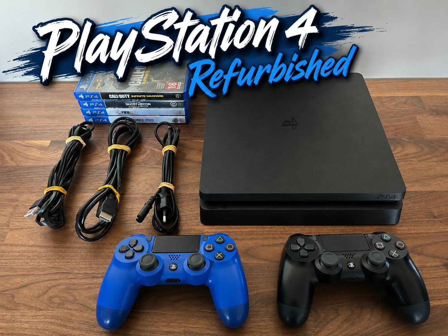 PlayStation 4 Slim 500GB + 2 Controllers + 4 Games, Games en Spelcomputers, Spelcomputers | Sony PlayStation 4, Met 2 controllers