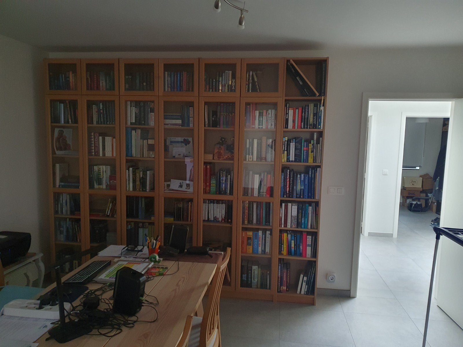 Grote boekenkast met opzetkastjes., Huis en Inrichting, Ophalen, Met deur(en), Zo goed als nieuw, 200 cm of meer