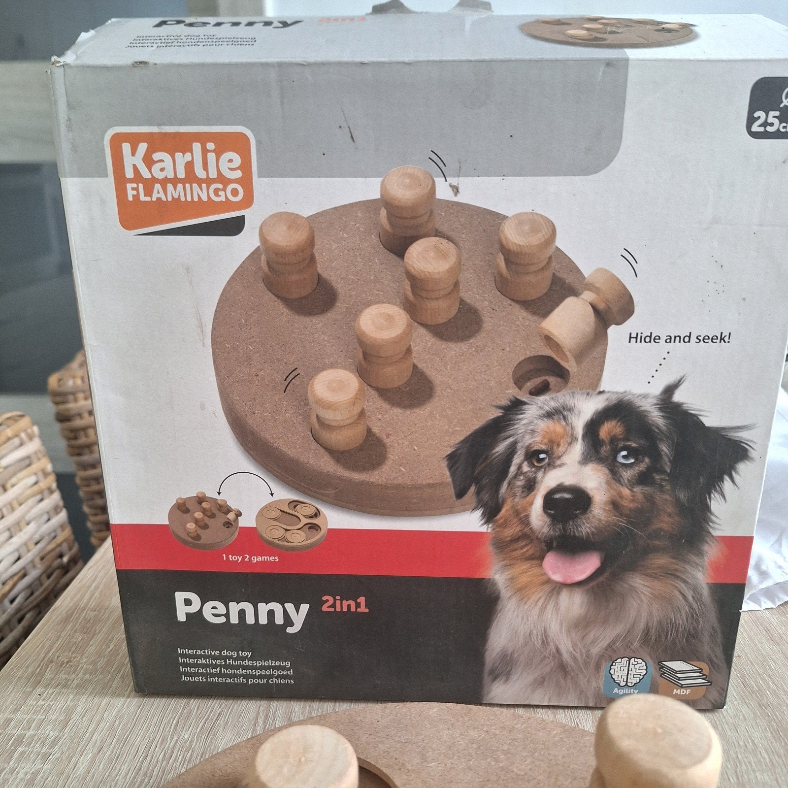 Interactief hondenspeelgoed hout, Ophalen