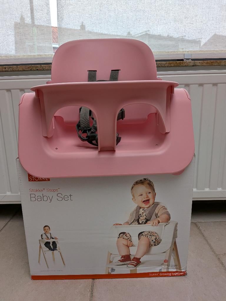 Babyset voor eetstoel Stokke Steps (roze), Enlèvement, Comme neuf, Chaise évolutive, Réducteur de chaise