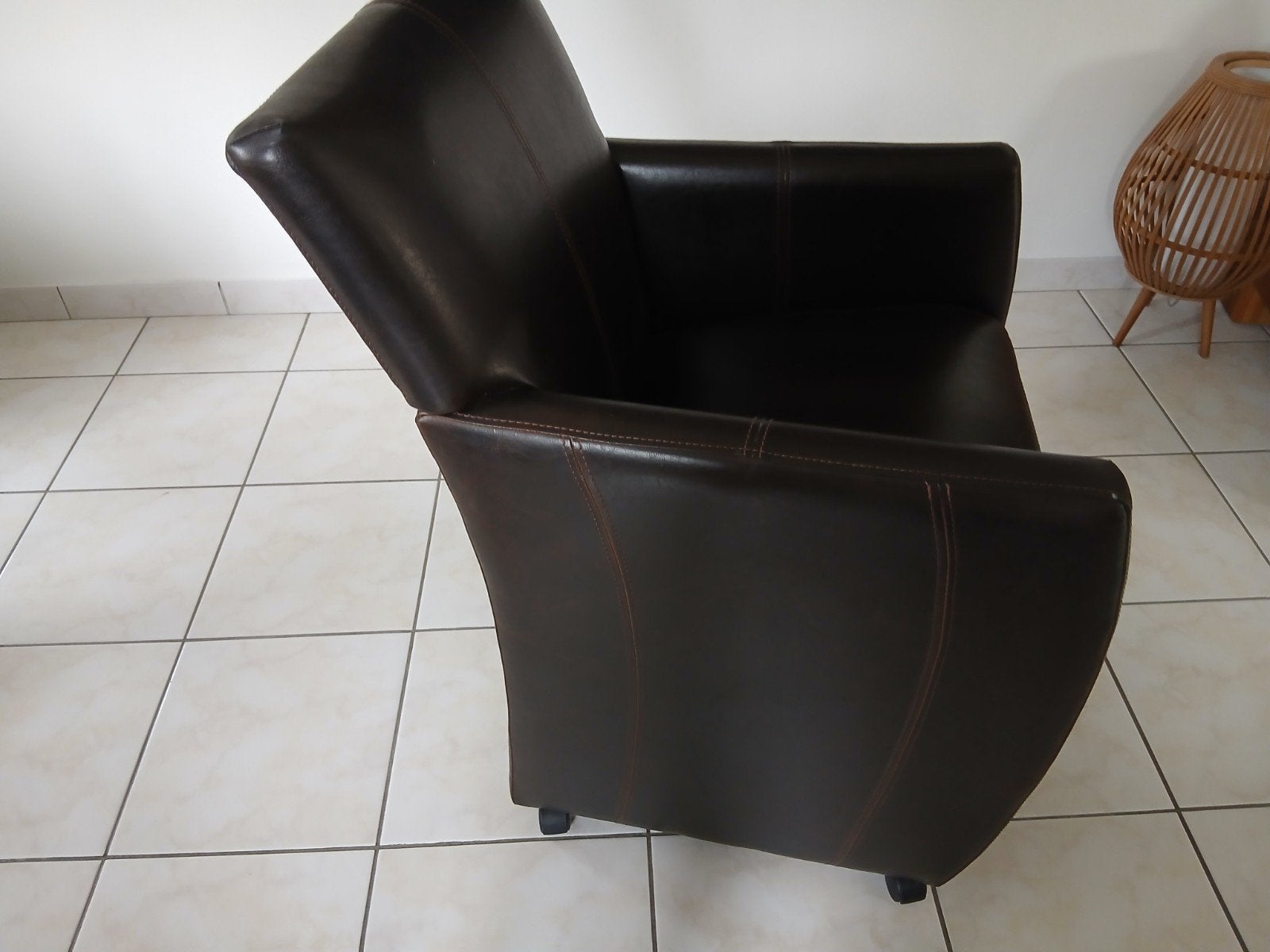 Lederen eetkamer stoelen, Brun, Enlèvement, Cuir, Cinq, Six Chaises ou plus