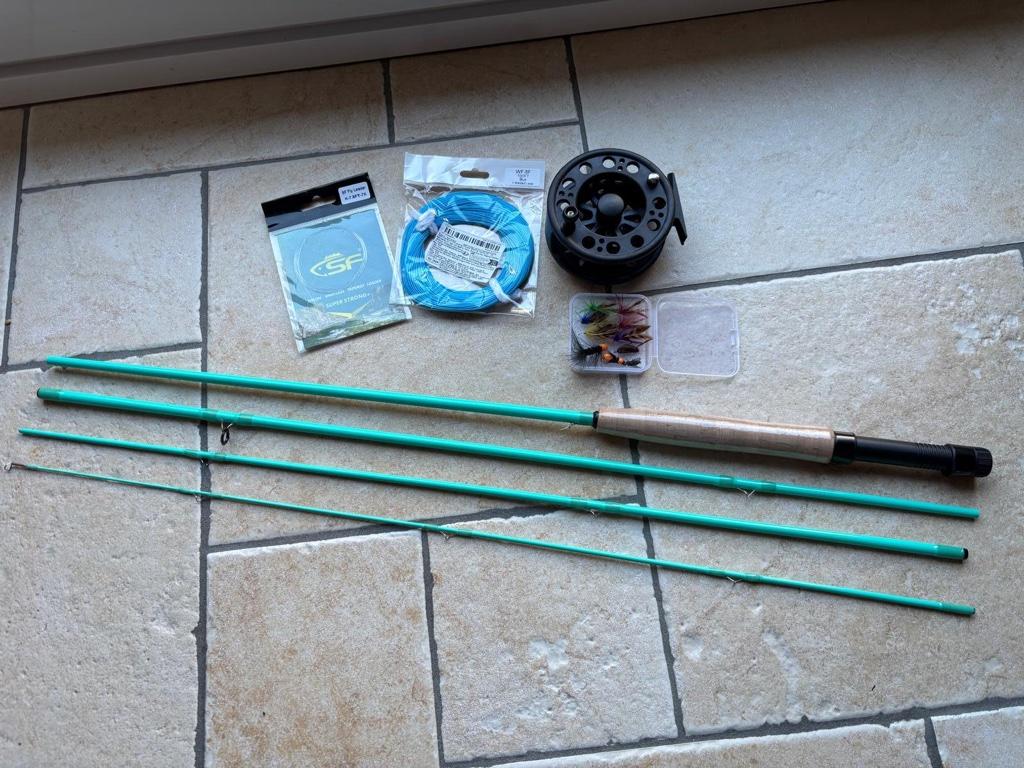 Startset om te vliegvissen, Watersport en Boten, Hengelsport | Vliegvissen, Ophalen of Verzenden, Nieuw, Complete set