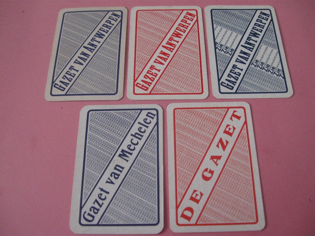5 joker speelkaarten Gazet van Antwerpen (3), Verzamelen, Ophalen of Verzenden, Zo goed als nieuw, Speelkaart(en)