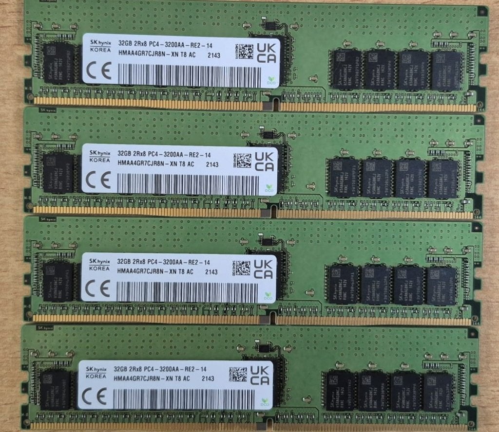 DELL 4 X 32 GB 2Rx4/8 PC4-3200AA-RB2 DDR4 ECC (voor server!), Computers en Software, 32 GB, Server, DDR4, Ophalen of Verzenden