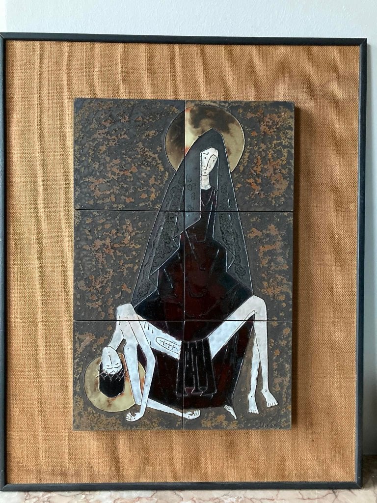 Pieta in keramiek van Poost (63 op 51 cm), Antiquités & Art, Antiquités | Objets religieux, Enlèvement