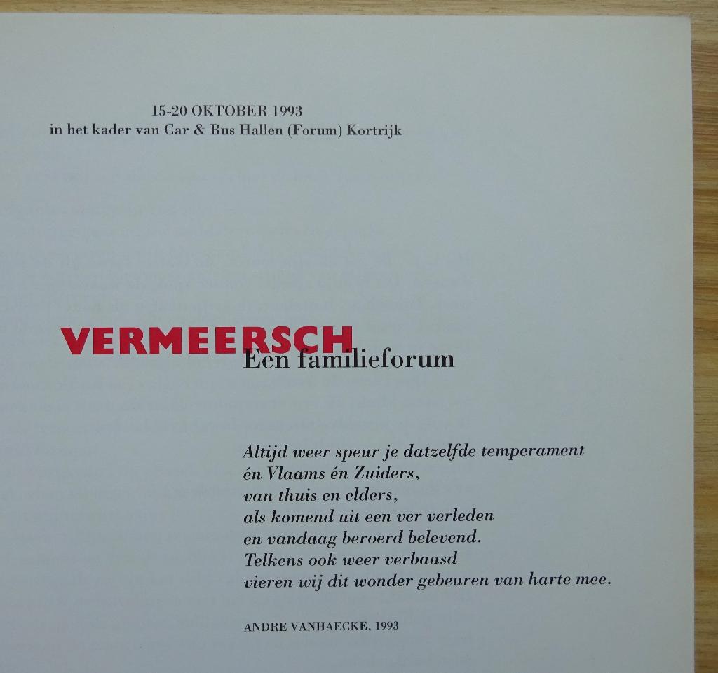 De familie Vermeersch 1993, een familieforum, Kortrijk, Ophalen of Verzenden, Gelezen, Schilder- en Tekenkunst