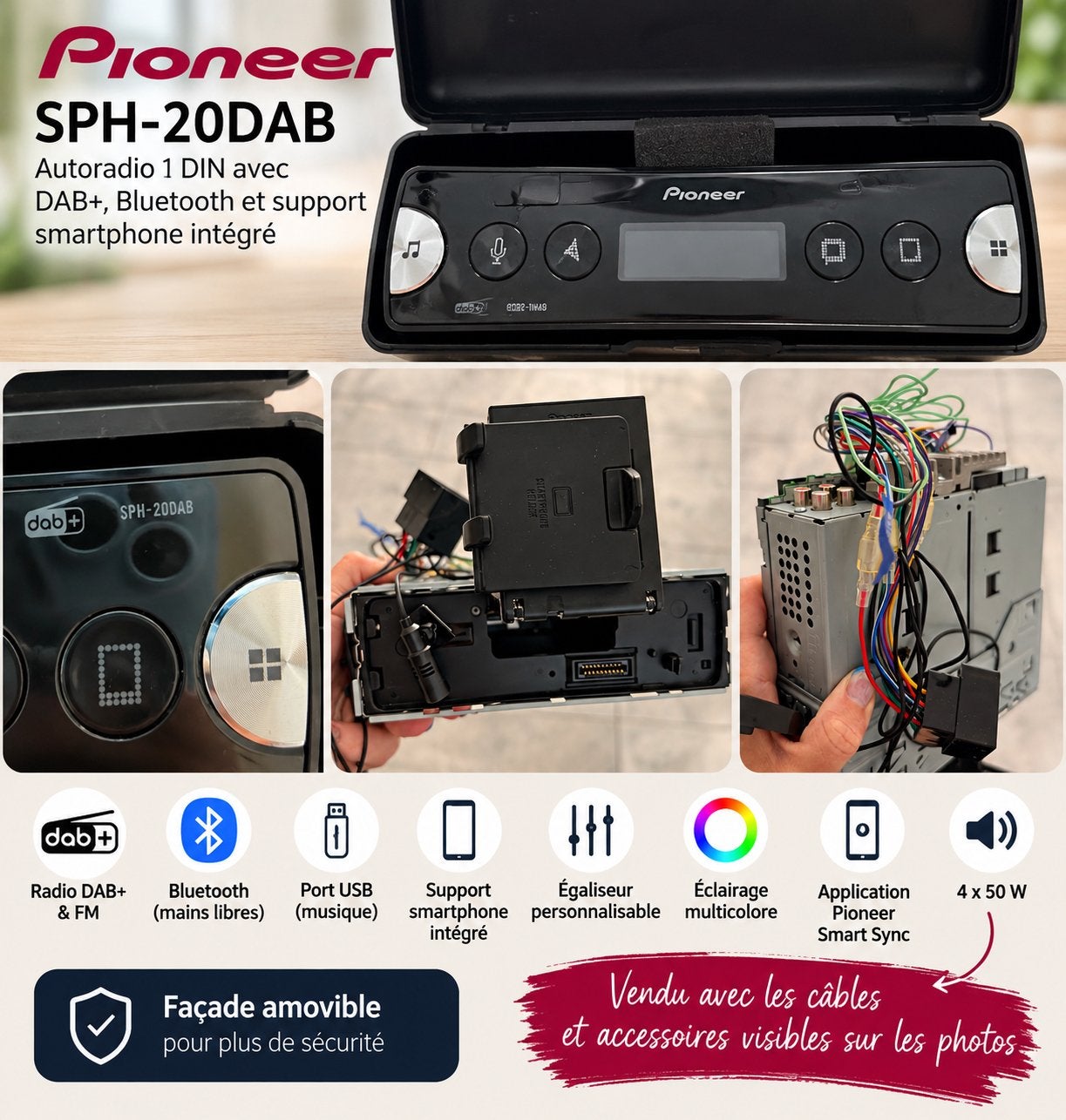 À VENDRE – Autoradio Pioneer SPH-20DAB Bluetooth / DAB+, Enlèvement, Comme neuf