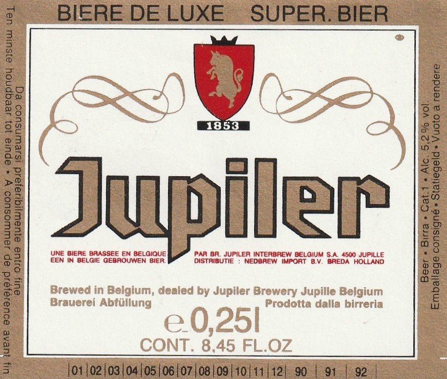 bieretiket België Jupiler #1, Verzamelen, Verzenden, Zo goed als nieuw, Overige typen, Jupiler