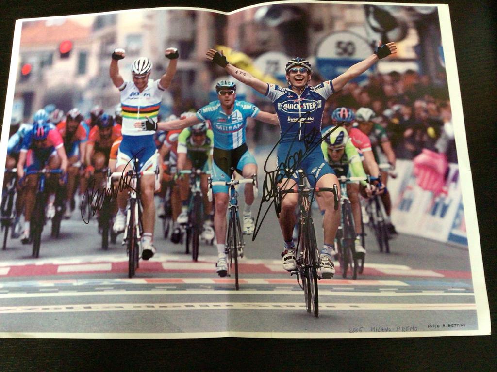 wielerposter 2006 milaan sanremo pozatto  tom boonen  signe, Verzenden