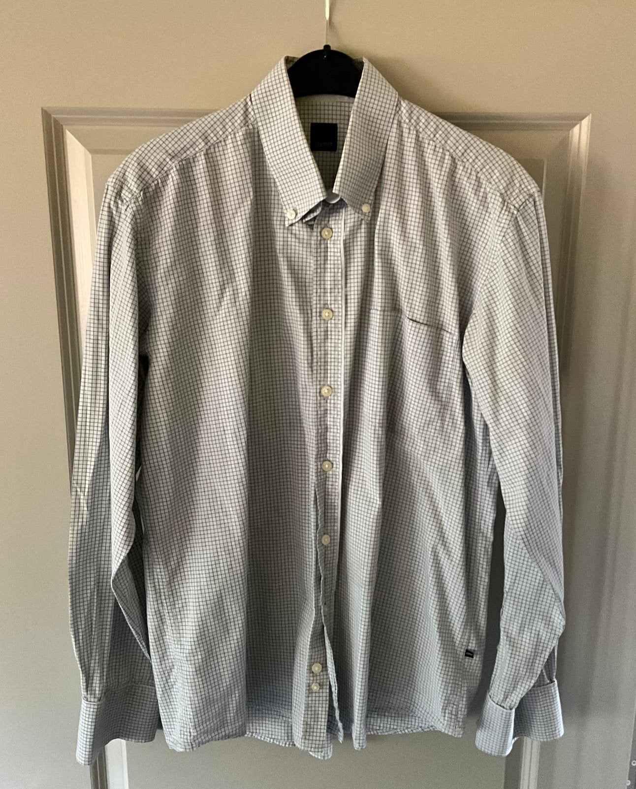 Chemise à carreaux Esprit pour homme - taille M, Enlèvement ou Envoi, Porté, Blanc, Tour de cou 39/40 (M)