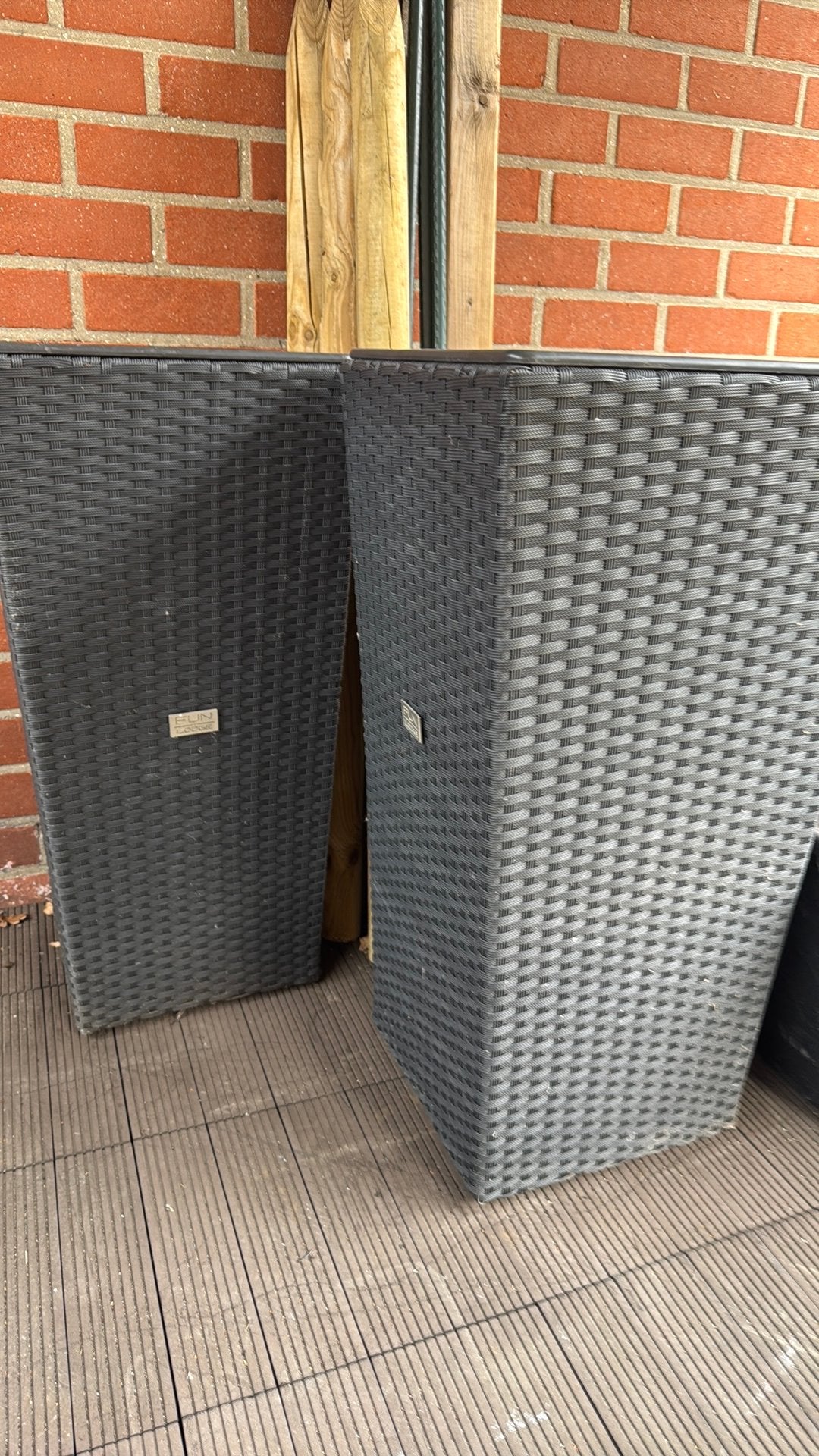 2 Zwarte plantenbak polyrattan, Comme neuf, Enlèvement, Autres matériaux, 60 cm ou plus