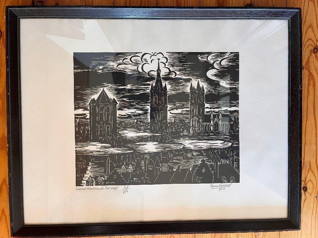 Masereel De Torens van Gent, Ophalen, 1950 - 1999, Houtsnede, 53 cm