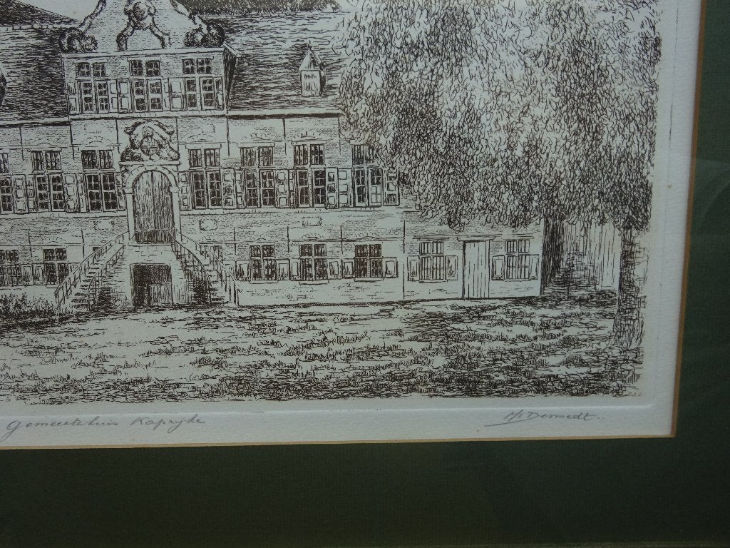Ets, Gemeentehuis Kaprijke, Desmedt, Enlèvement ou Envoi, Eau-forte, Numéroté, 1950 - 1999