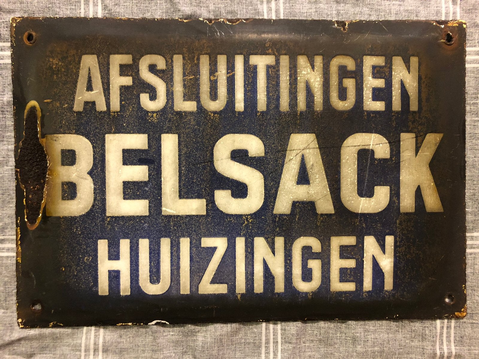 Panneau publicitaire Belsack en émail, Collections, Enlèvement ou Envoi, Comme neuf, Panneau publicitaire