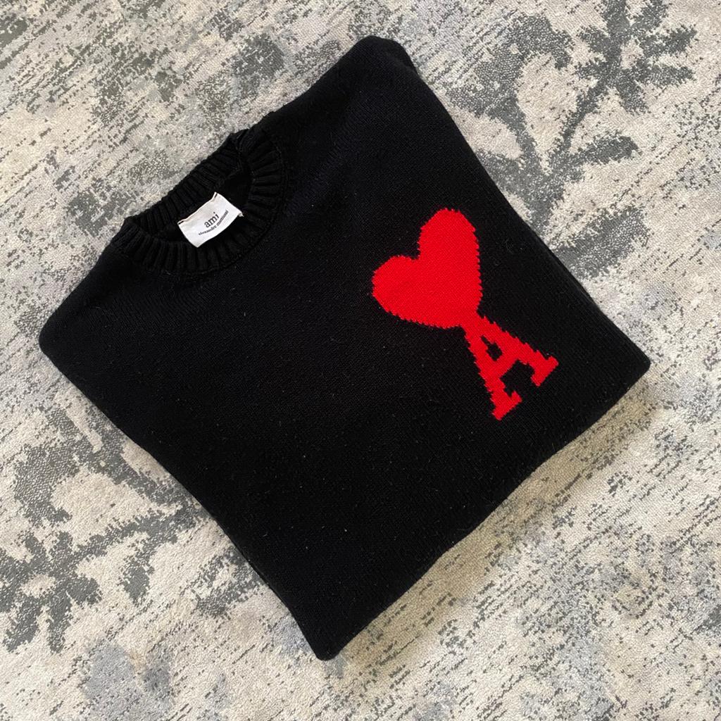 Pull Chic Ami Paris en forme de cœur rouge - Noir, Enlèvement, Comme neuf, Taille 56/58 (XL), Noir