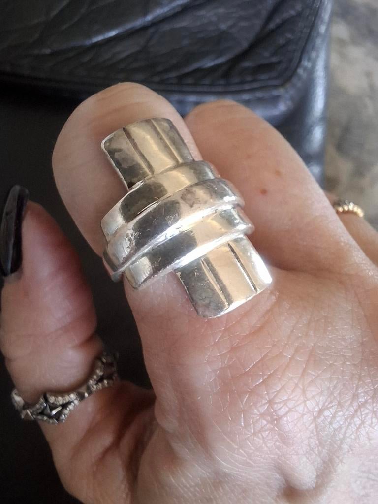 Bague large argent T52, Bijoux, Sacs & Beauté, Bagues, Enlèvement ou Envoi, 18 à 19, Comme neuf, Femme