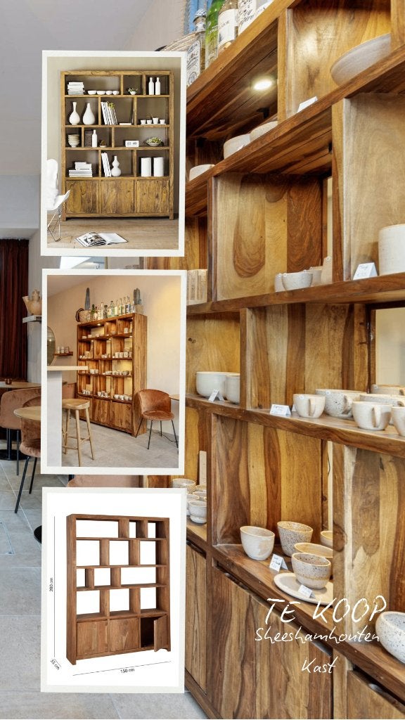 Prachtige Sheeshamhouten boekenkast - Perfecte staat, Huis en Inrichting, Ophalen, Met deur(en), 200 cm of meer, 150 tot 200 cm