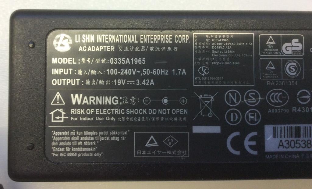 Chargeur universel ordinateurportable Li Shin 65W 19V 3,42 A, Enlèvement ou Envoi, Utilisé, Li Shin