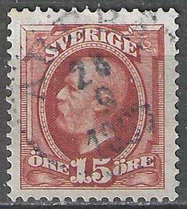 Suède 1891/1913 - Yvert 44a - Roi Oscar II - 15 heures (ST), Envoi, Suède, Affranchi