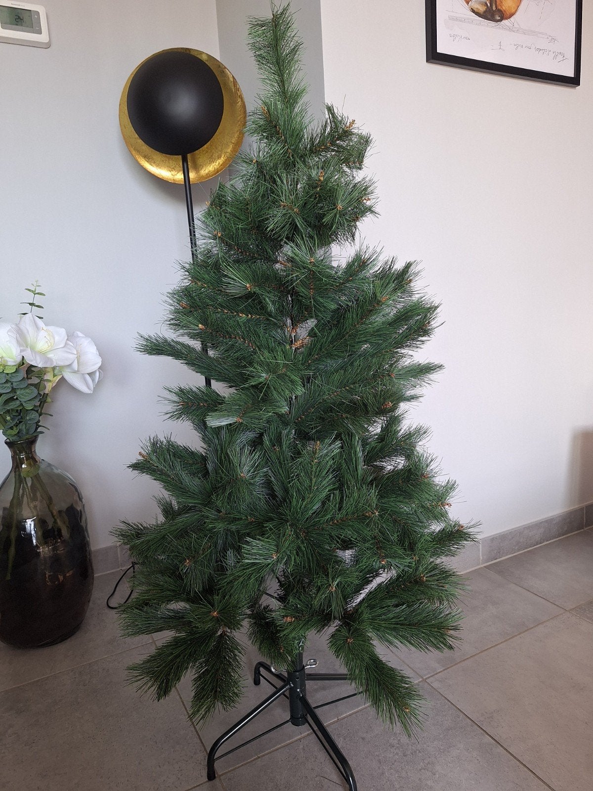 Sapin de noel 120cm avec pied état neuf, Enlèvement