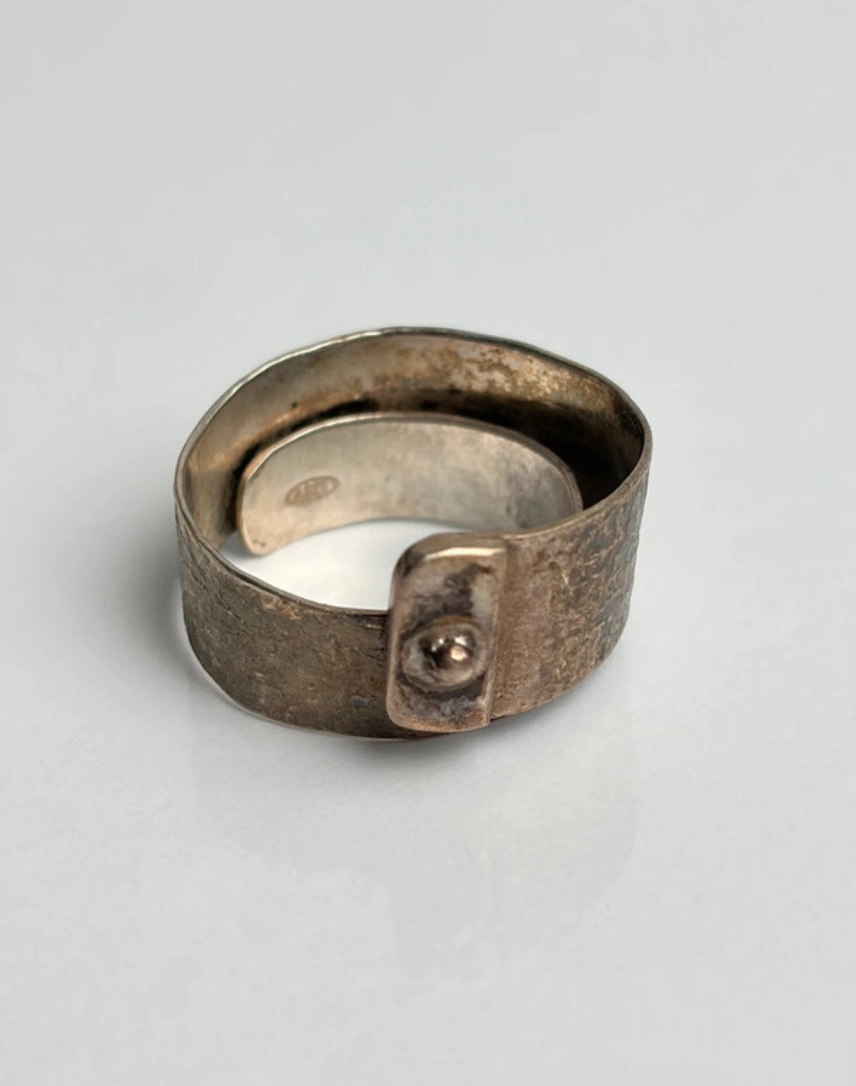 925 zilver vintage geplooide ring vivian torun style, 18 tot 19, Ophalen of Verzenden, Zo goed als nieuw, Met edelsteen