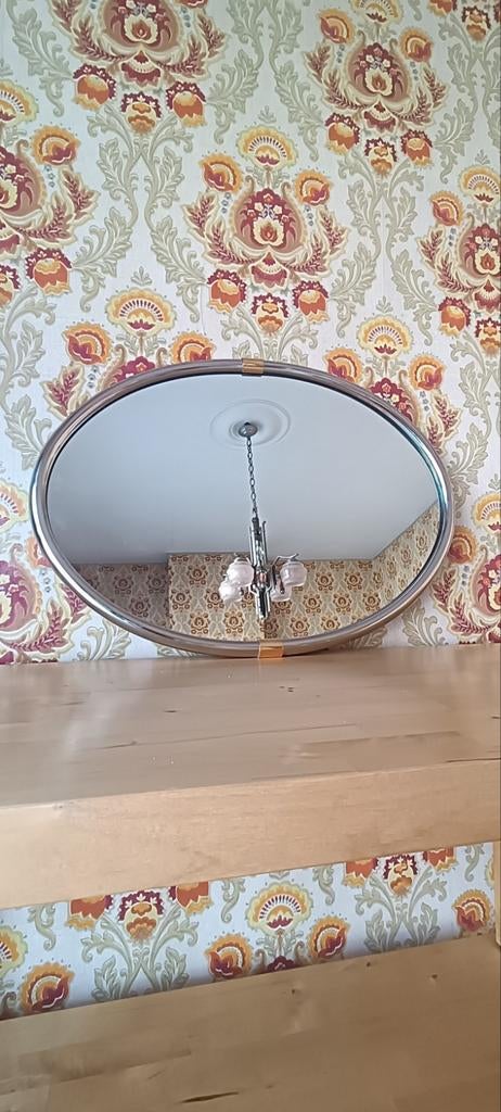 Vintage ovale spiegel met chroom buisframe, Ophalen