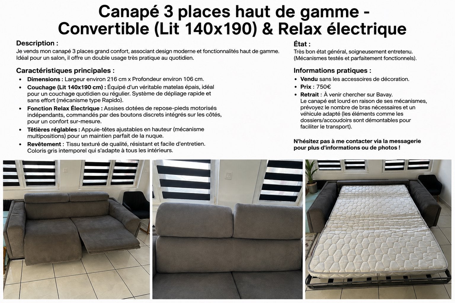 Canapé lit convertible à vendre, Enlèvement, Comme neuf, Tissus