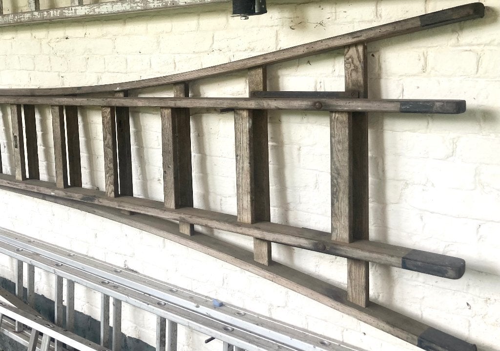 Houten schuifladder (2 delen), Ophalen, Gebruikt, Ladder, Opvouwbaar of Inschuifbaar