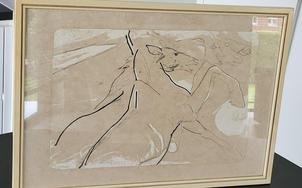 Landuyt Octave, fotogravure paarden, Antiek en Kunst, Ophalen