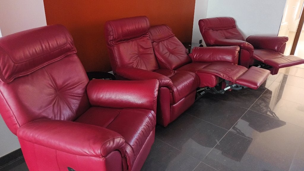 Salon relax en cuir véritable pleine fleur (le plus épais), 75 à 100 cm, Quatre personnes ou plus, Moins de 150 cm, Comme neuf