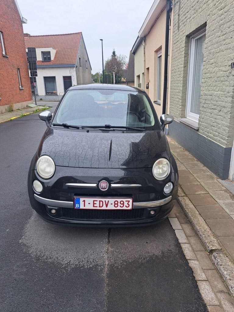 Fiat 500 1.2 Lounge | 2012 | 155.000 km | panoramadak, Autos, 1242 cm³, Achat, Boîte manuelle, Noir