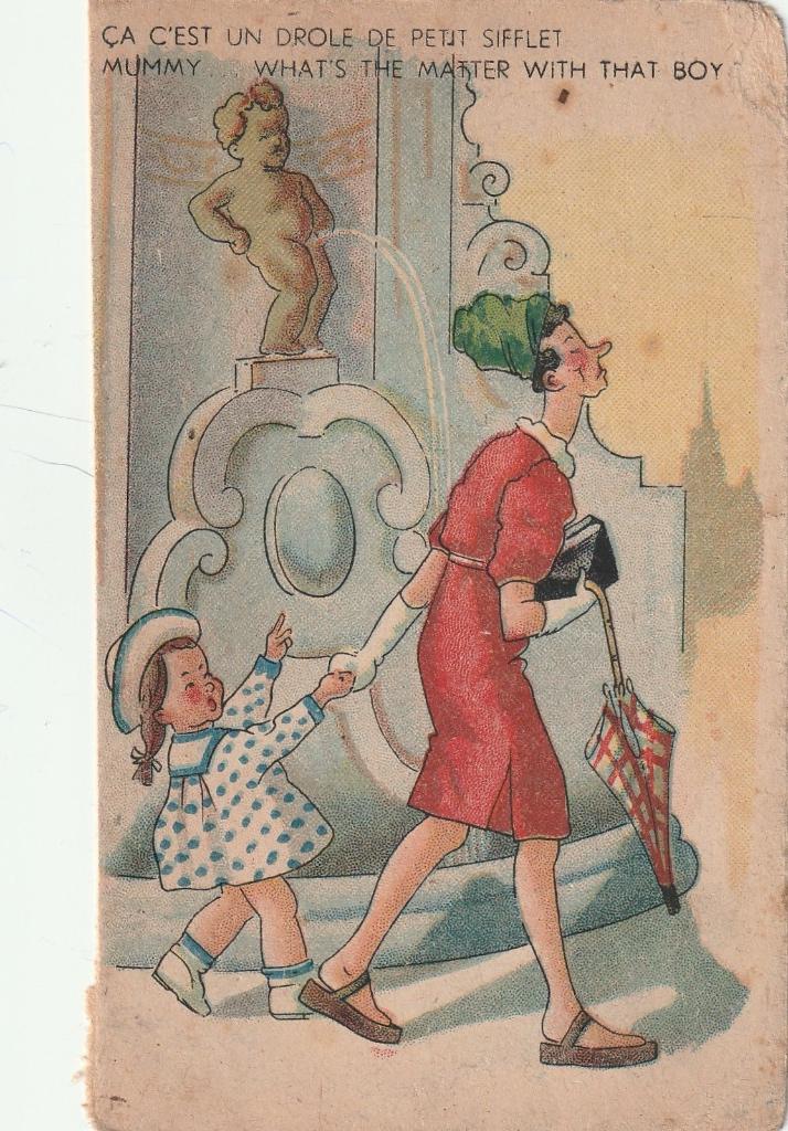 postkaart Brussel Manneke pis, Ophalen of Verzenden, 1940 tot 1960, Ongelopen, Brussel (Gewest)