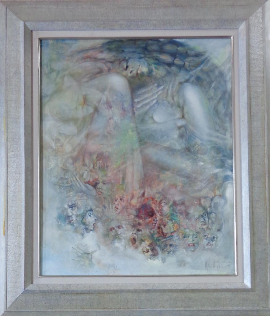 ROGER VAN BELLEGHEM / DROMERIJ / OLIEVERF PANEEL / 107x92cm, Enlèvement, Signé, Peinture à l'huile
