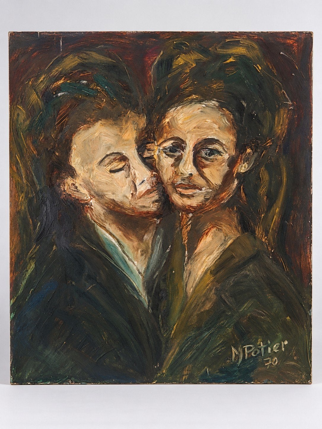 Maurice Potier (1926-2002). Huile sur panneau d'isorel, Antiquités & Art, Œuvre originale, Portrait ou Personnes, Enlèvement ou Envoi