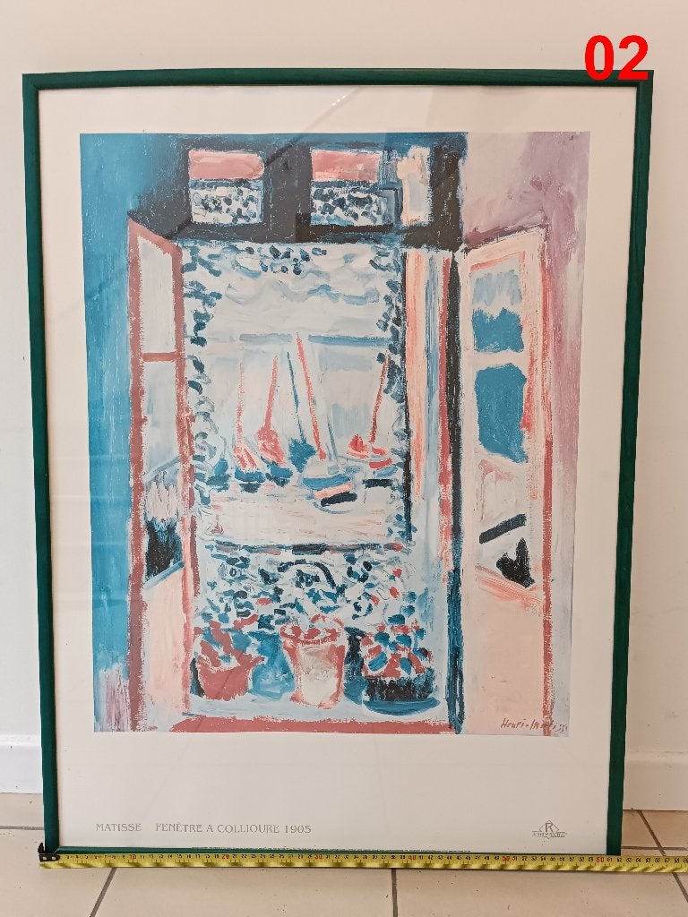 Cadre, Avec verre, 62 cm, Vert, Enlèvement
