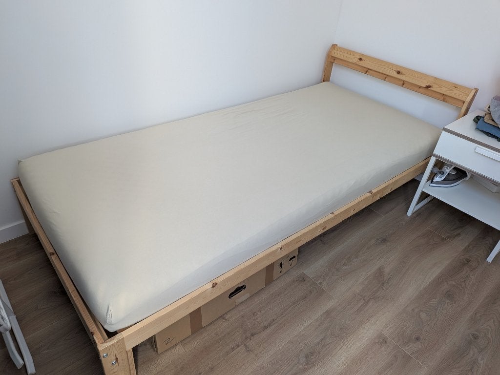 Lit complet 90x200cm, 90 cm, Beige, Enlèvement, 200 cm