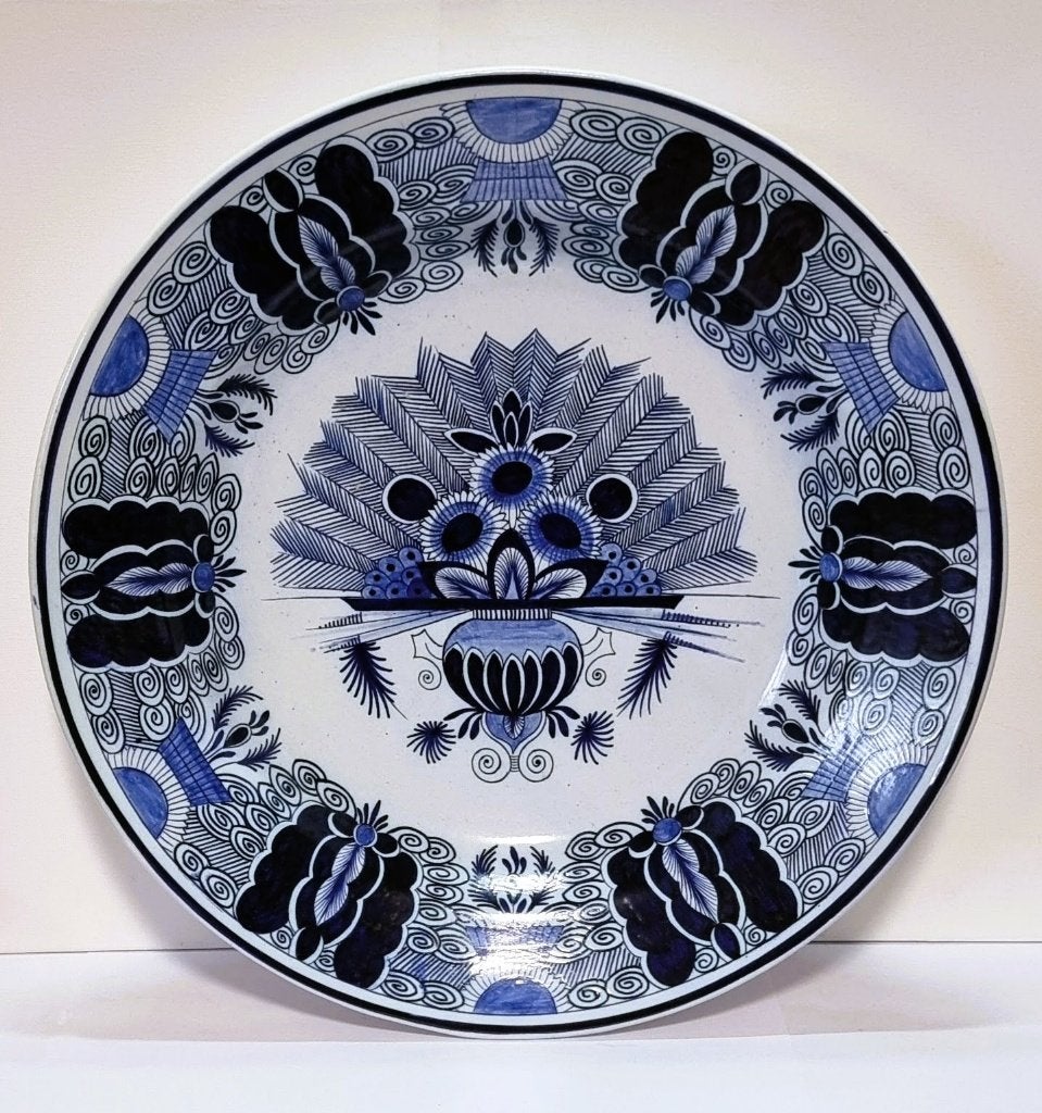 Planche en forme de paon bleu de Delft, 37 cm, Antiquités & Art, Antiquités | Céramique & Poterie, Enlèvement ou Envoi