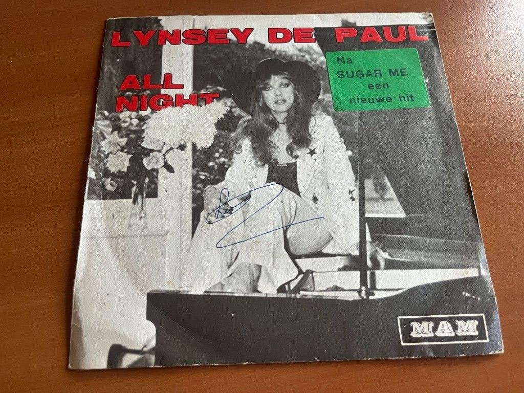 Single Lynsey De Paul-All night-Gesigneerd -MAM 1973, Gebruikt, Verzenden, 7 inch, Single