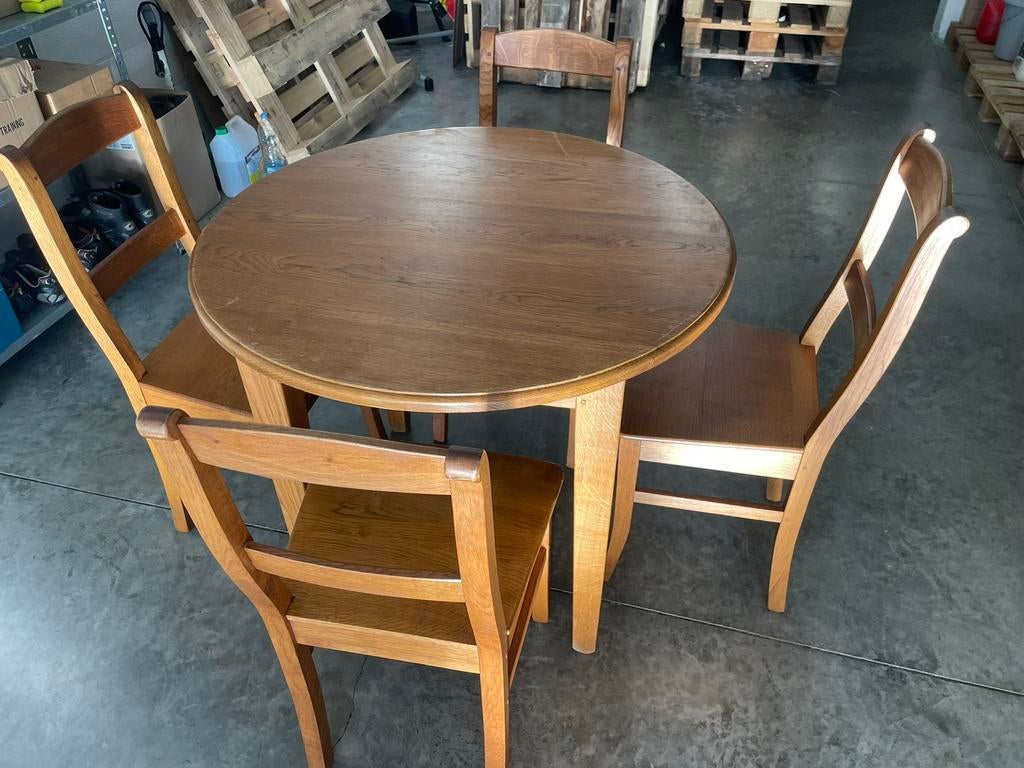 Table + 4 chaises fabrication ébéniste, Maison & Meubles, Enlèvement, Utilisé