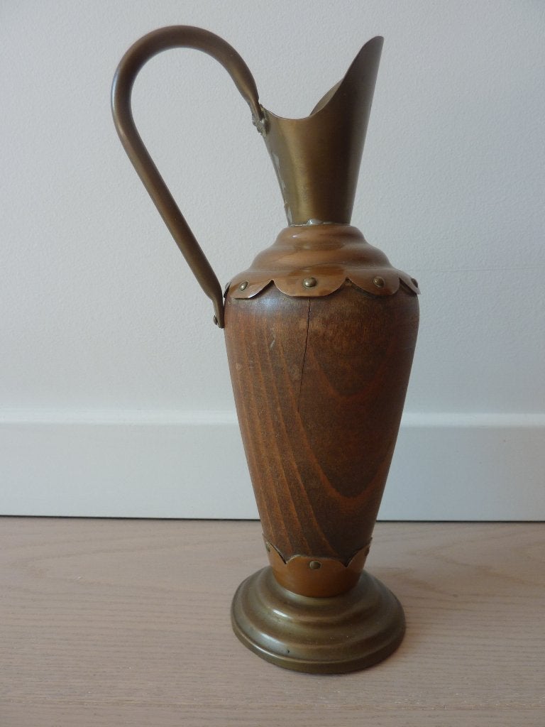 Vaas van hout en metaal, Ophalen of Verzenden
