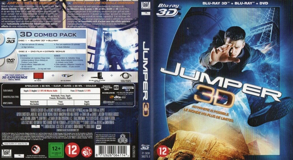 jumper (blu-ray 3D + blu-ray) nieuw, Ophalen of Verzenden, Zo goed als nieuw, Science Fiction en Fantasy