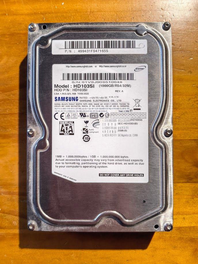 Samsung EcoGreen F2 HD103SI 1 To, Enlèvement ou Envoi, Interne, Utilisé, Samsung