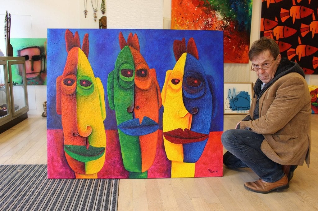 Groot oud structuurschilderij Paul Megens uit 2008, Ophalen