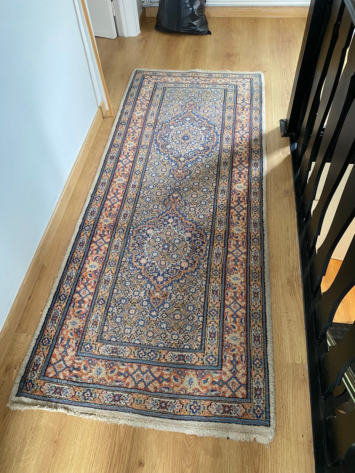 Handgeknnoopte Perzische Moud Loper – Herati Patroon, Ophalen, Zo goed als nieuw, Beige