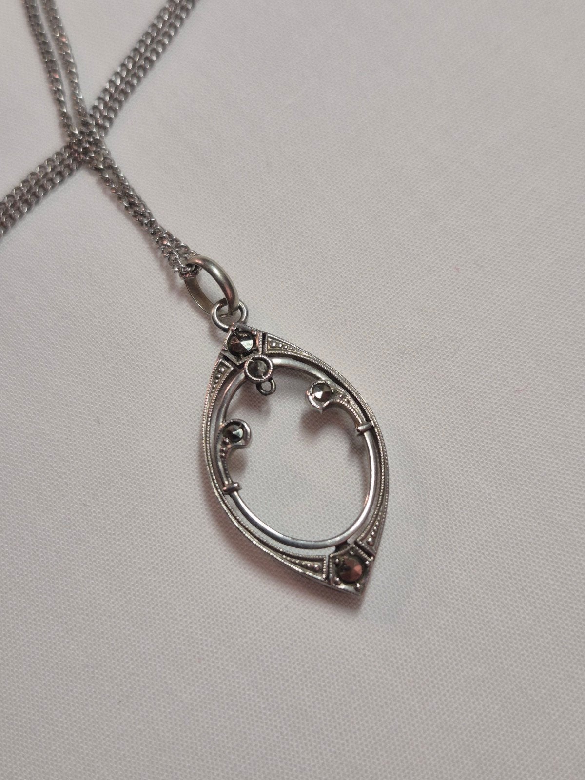 Collier pendentif vintage en argent 835 - Art Déco, Enlèvement ou Envoi, Argent, Argent, Avec pendentif