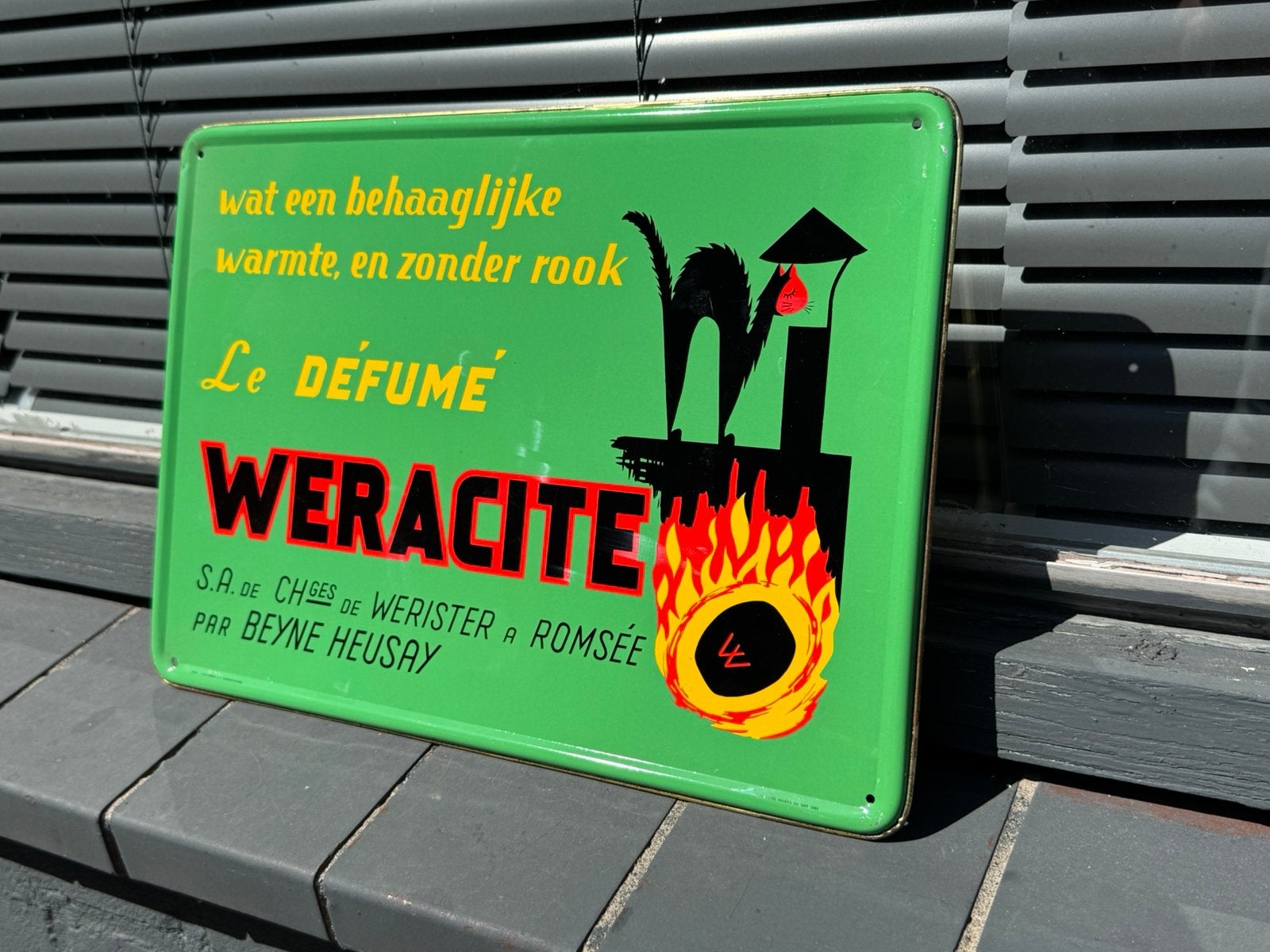 Blikken reclamebord Weracite, Verzamelen, Ophalen of Verzenden, Gebruikt, Reclamebord