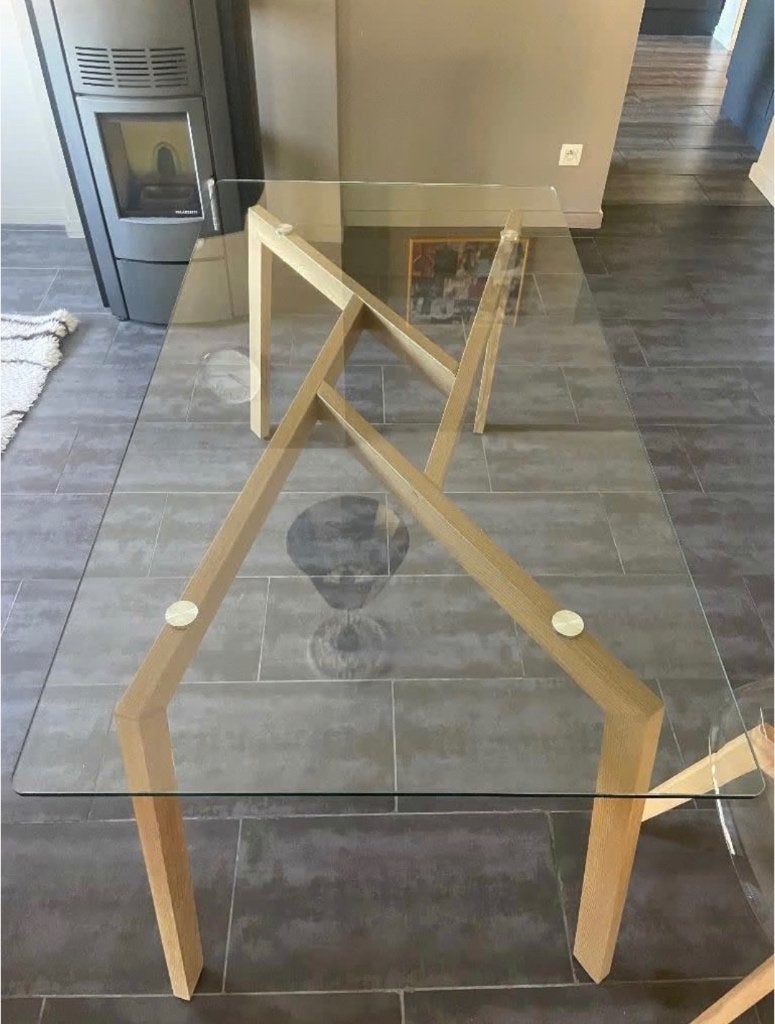 Table en verre, Maison & Meubles, 150 à 200 cm, Verre, Comme neuf, Enlèvement
