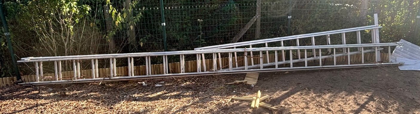 2x23treden of 6m per deel, Ophalen, Gebruikt, Ladder, Opvouwbaar of Inschuifbaar