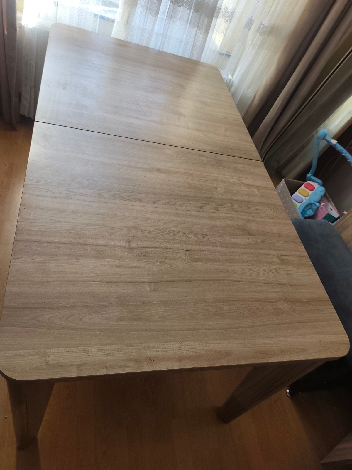 Eettafel lichtbruin uitvouwbaar lengte 205 cm x90 cm, Comme neuf, Enlèvement, 50 à 100 cm, Rectangulaire